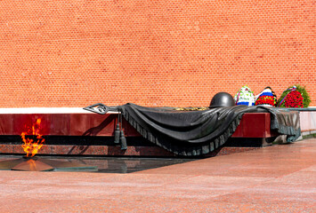 Russia, Moscow. The grave of the Unknown Soldier near the Kremlin walls.