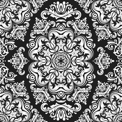 Classic seamless vector black and white pattern. Damask orient ornament. Classic vintage background. Orient ornament for fabric, wallpaper and packaging