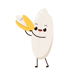 Rice character design. rice vector on white background. rice seed.