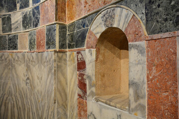 Wall recess in the Chora Church in the  Edirnekapı neighbourhood of Istanbul, also known as the Kariye Museum and Church of the Holy Saviour. This medieval Byzantine Greek Orthodox church was converte