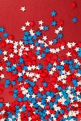 red, blue and white star-shaped candies