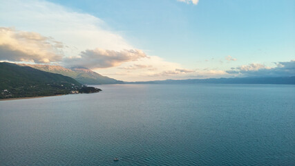 Aerial view of Lake Ohrid. North Macedonia