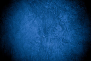 Old wall pattern texture cement blue dark abstract  blue color design are light with black gradient background.