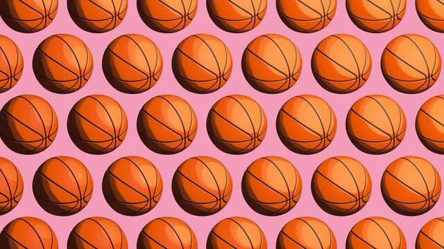 Toon stylized basketball balls on various pop colors background.
Loop able 3d animation for background.

