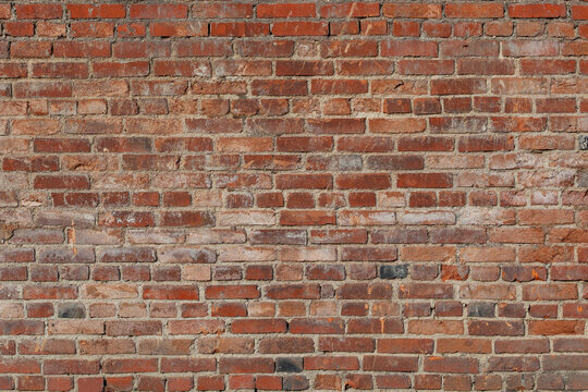 Fototapeta Red brick wall, old brick, grunge texture background.