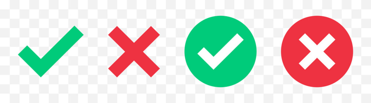 Premium Vector  Green check and red cross mark set. hand drawn doodle  sketch style. vote, yes, no drawn concept. checkbox, cross mark with  square, circle element. vector illustration.