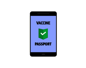 Vaccine passport app vector flat design - vaccination travel application sign of immunity from Covid-19 for safe travel after global pandemic of Coronavirus.