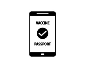 Vaccine passport app on smartphone vector - vaccination travel application on mobile device with sign of immunity from Covid-19 for safe travel after global pandemic of Coronavirus.