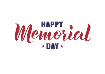 Hand sketched Happy Memorial day text. Banner, card, invitation, postcard template National American holiday.
