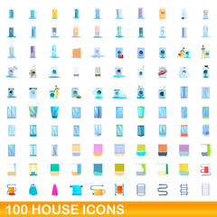 Fototapeta na wymiar 100 house icons set. Cartoon illustration of 100 house icons vector set isolated on white background