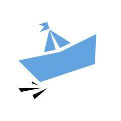 Blue Boat. Travel icon isolated on white