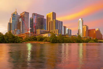 Obraz premium Austin Texas skyline cityscape downtown. USA city.