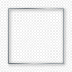 Silver glowing square frame with shadow