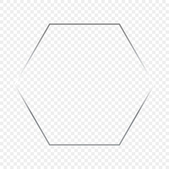 Silver glowing hexagon frame
