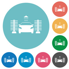 Car washing flat round icons