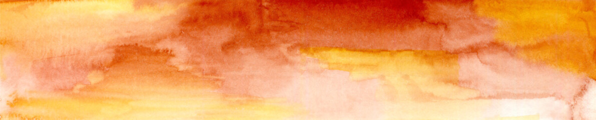 Obraz premium autumn watercolor background in orange and brown colors. Horizontal watercolor background