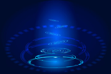 Abstract futuristic HUD object. Sci Fi user interface digital eye element consist of glowing circles. Vector science and technology illustration