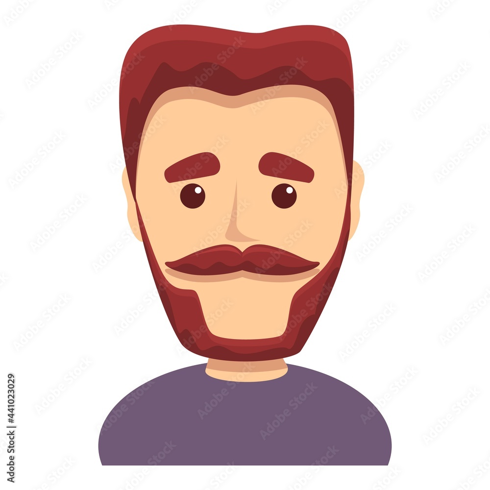 Poster man with beautiful beard icon. cartoon of man with beautiful beard vector icon for web design isolat