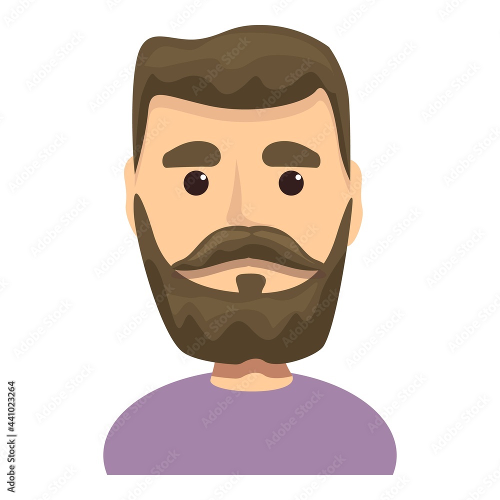 Poster man with beard and mustache icon. cartoon of man with beard and mustache vector icon for web design 
