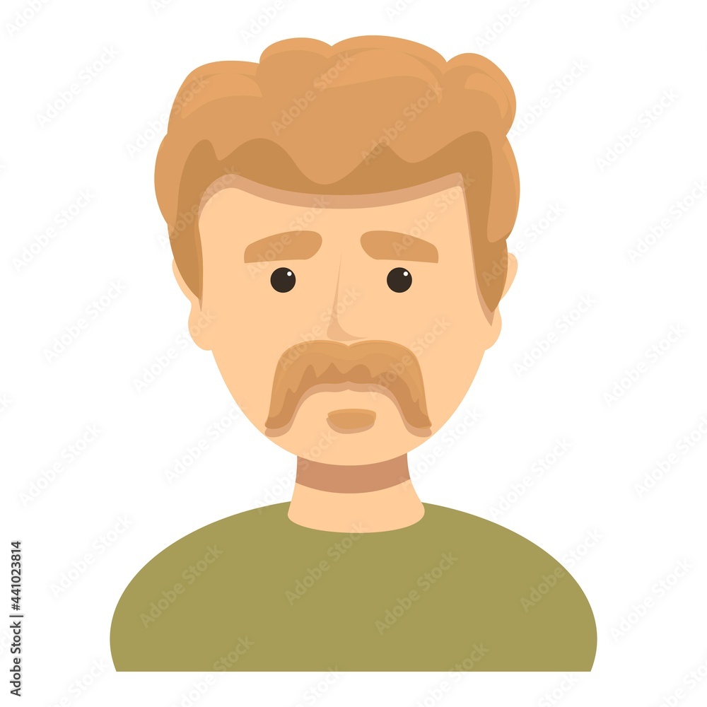 Poster man with short mustache icon. cartoon of man with short mustache vector icon for web design isolated