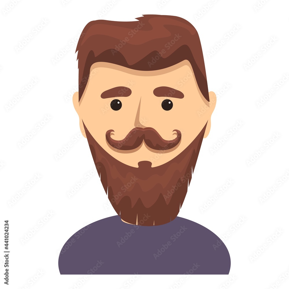 Poster bearded man with twisted moustache icon. cartoon of bearded man with twisted moustache vector icon f