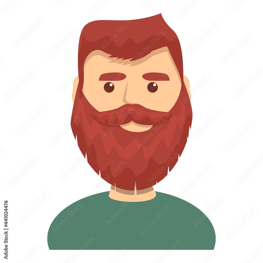 Poster red haired bearded guy icon. cartoon of red haired bearded guy vector icon for web design isolated o
