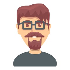 Bearded guy with glasses icon. Cartoon of Bearded guy with glasses vector icon for web design isolated on white background