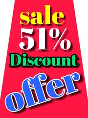 51% discount  sale offer illustration banner board