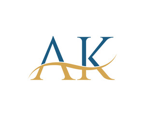 Initial letter AK, AK letter logo design