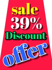 39% discount  sale offer illustration banner board