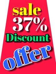 37% discount  sale offer illustration banner board
