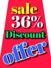 36%discount  sale offer illustration banner board