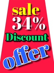 34%discount  sale offer illustration banner board