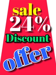 24% discount  sale offer illustration banner board