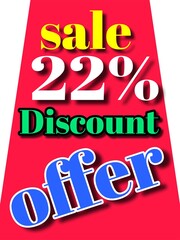 22% discount  sale offer illustration banner board