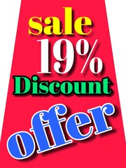 19% discount sale offer illustration backround banner