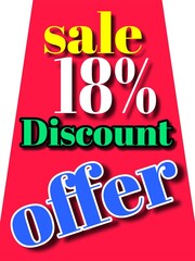 18% discount  sale offer illustration banner board