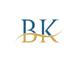 Initial letter BK, BK letter logo design