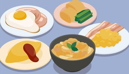 卵料理のベクターイラスト素材