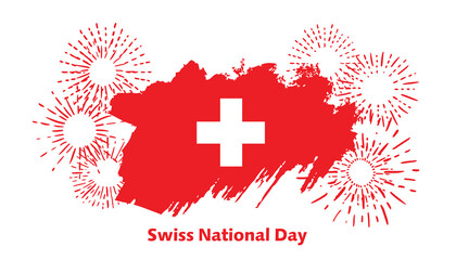 Swiss national day grunge vector illustration. 
