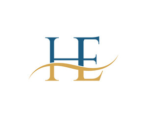 Initial letter HE, HE letter logo design