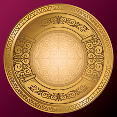 Golden ornate decorative vintage blank emblem