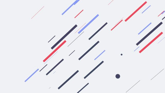 Rounded Neon Multicolored lines Background Looped Animation,  2D animation of horizontal lines streaming across the screen.