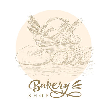 Bakery emblem in engraved style