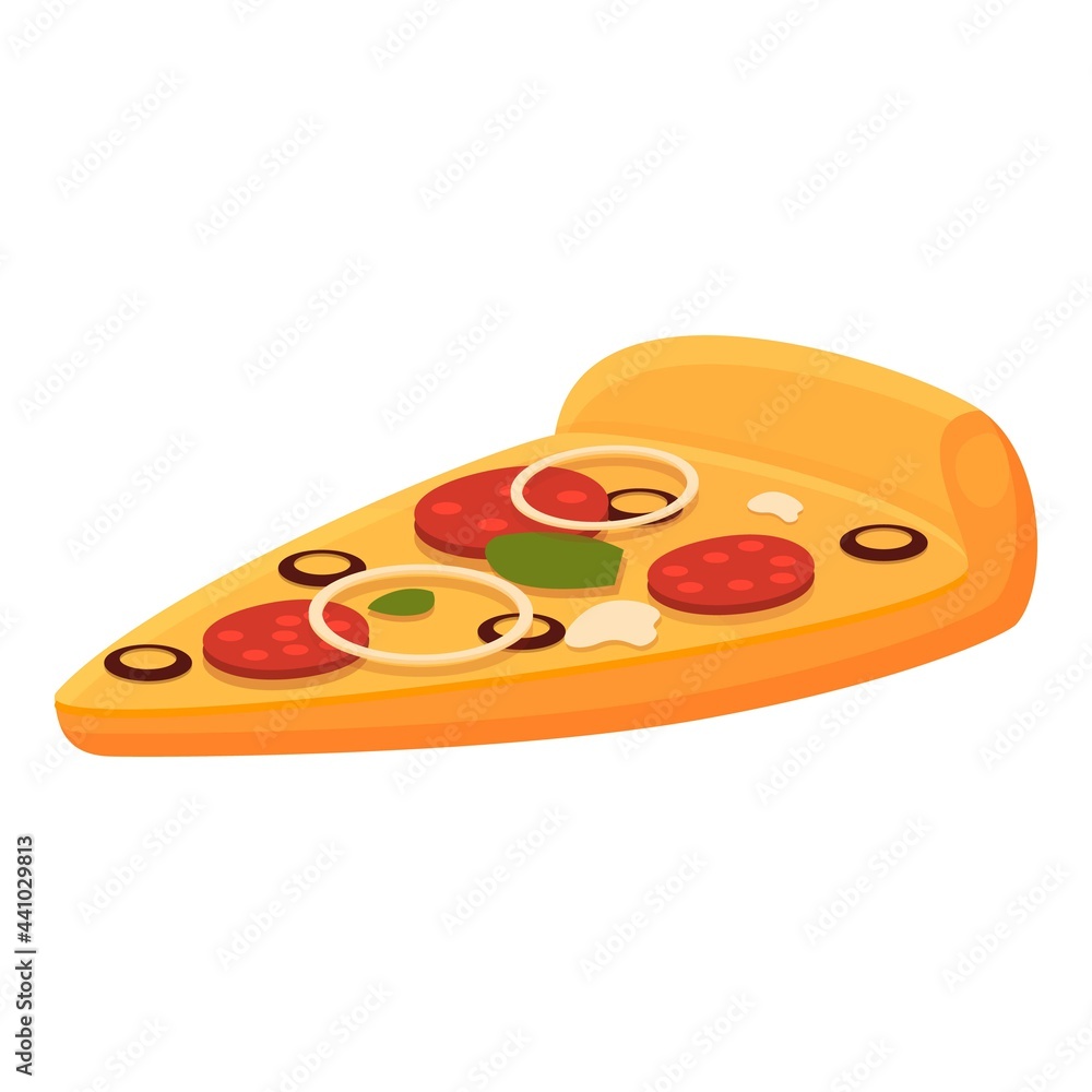 Poster slice of pizza icon. cartoon of slice of pizza vector icon for web design isolated on white backgrou