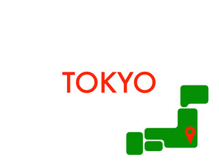 ポップな"TOKYO"(東京)イメージ（ポップなデフォルメ日本地図アイコン）（白背景）