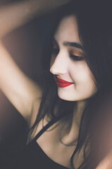 Portrait of a beautiful dark-haired girl.