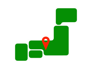 ポップなデフォルメ日本地図（大阪マップピン）