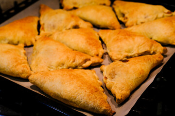 This is a real Uzbek samsa in a home oven. Asian food..National cuisine