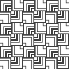 Abstract lines mosaic pattern. Modern stylish texture. Repeating geometric tiles with striped elements. Monochrome trellis. Vector background.